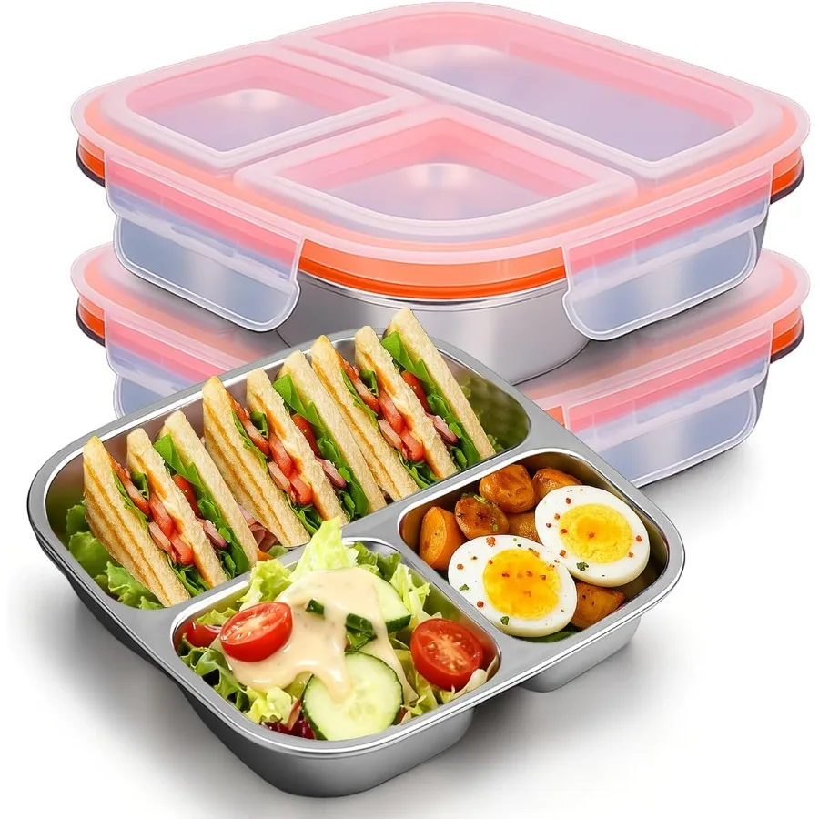 Lunch Box Containers Stainless Steel, Bento Lunch Box for Adults Men Women, 3-Compartments Metal Food Storage Containers with Le
Lunch Box Containers Stainless Steel, Bento Lunch Box for Adults Men Women, 3-Compartments Metal Food Storage Containers with Le