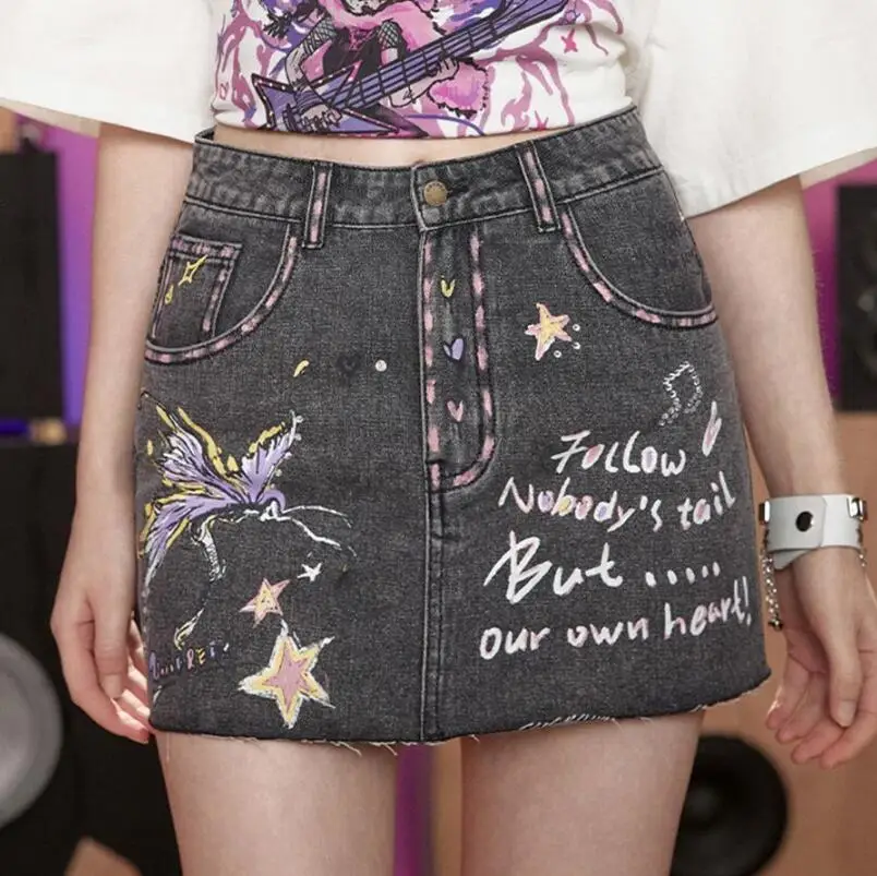 2024 Summer New Denim Skirts For Women's Fashion Graffiti Design inspired cartoon print A-line Jeans Skirt Femme p698
2024 Summer New Denim Skirts For Women's Fashion Graffiti Design inspired cartoon print A-line Jeans Skirt Femme p698