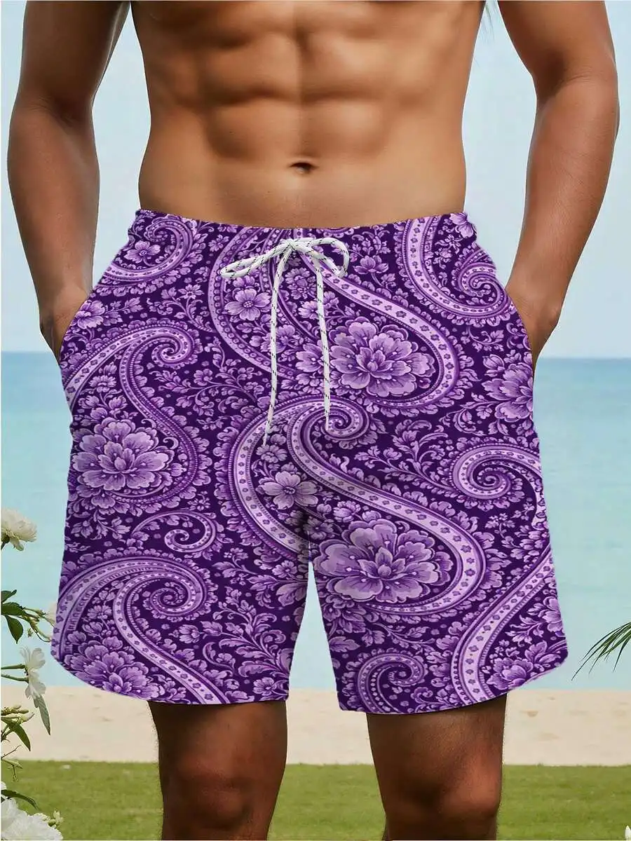 Purple Paisley Floral Pattern Mens Beach Shorts Casual Drawstring Waist
Purple Paisley Floral Pattern Mens Beach Shorts Casual Drawstring Waist
