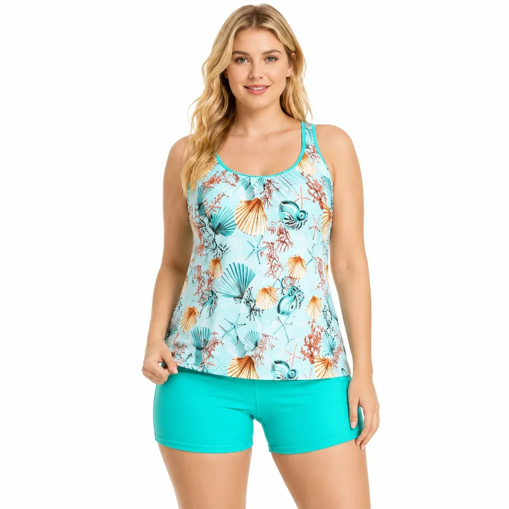 Women Plus Size Tankini Set Light Blue Ocean Print Swimsuit Sleeveless Top Swim Shorts Soft Stretch Beach Pool Vacation Swimwear
Women Plus Size Tankini Set Light Blue Ocean Print Swimsuit Sleeveless Top Swim Shorts Soft Stretch Beach Pool Vacation Swimwear
