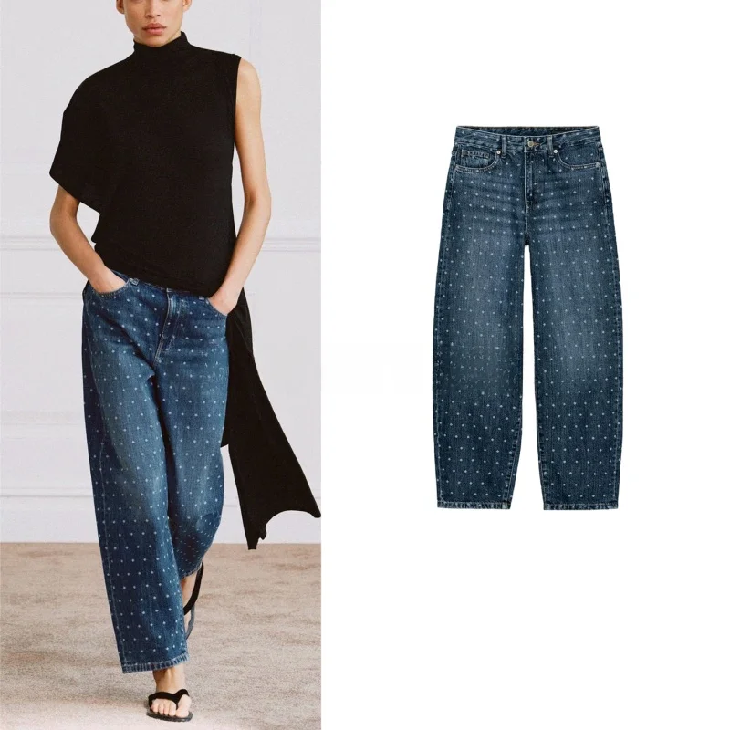 Summer New Women's Zipper Color Block Polka Dot Decoration mid Waist Casual Cone Shaped Jeans Elegant Slim Fit Polyester Fiber
Summer New Women's Zipper Color Block Polka Dot Decoration mid Waist Casual Cone Shaped Jeans Elegant Slim Fit Polyester Fiber