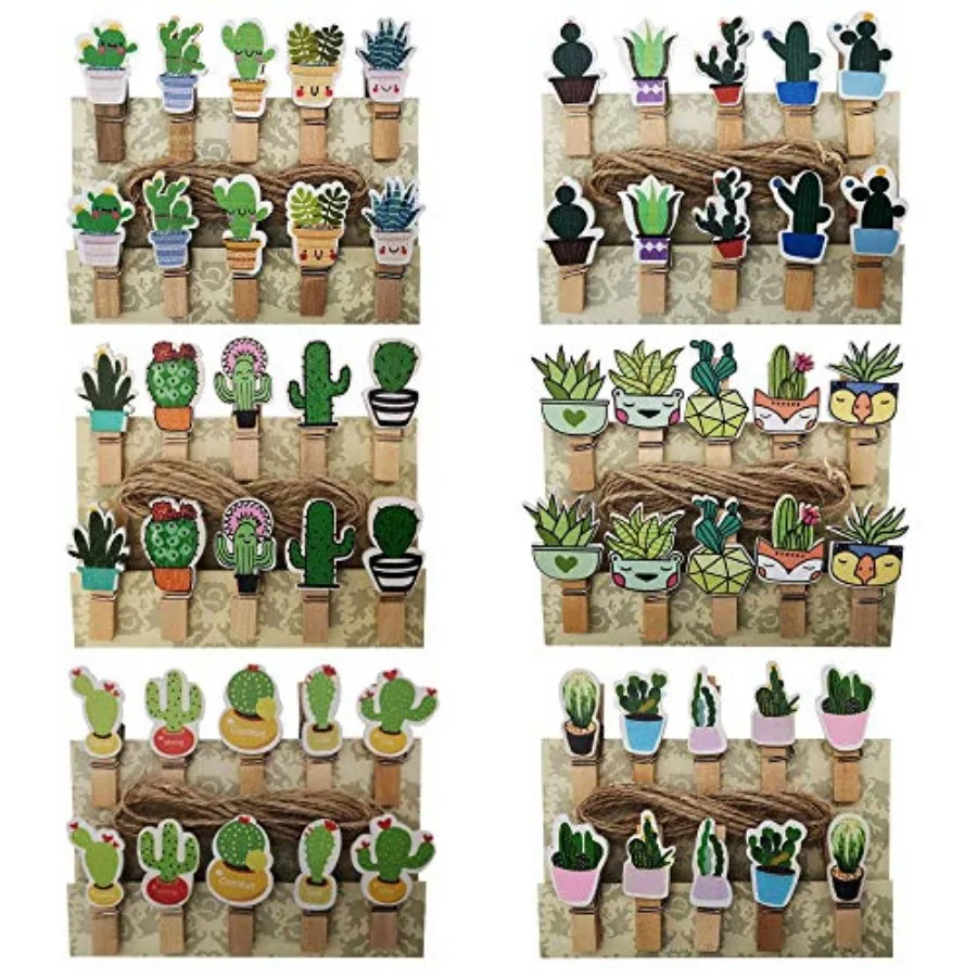 SaktopDeco 60 Counts Mini Cactus Wooden Clothespins with Jute Twine Small Floral Decorative Wood Peg Pin Craft Clips for Pictur
SaktopDeco 60 Counts Mini Cactus Wooden Clothespins with Jute Twine Small Floral Decorative Wood Peg Pin Craft Clips for Pictur