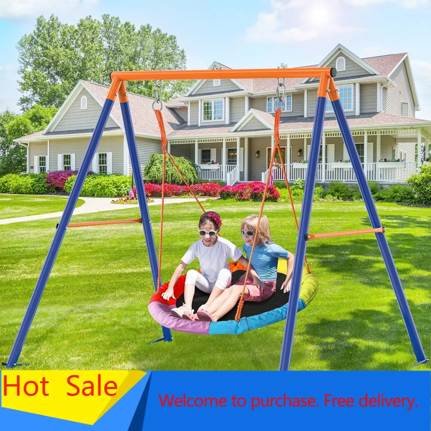 Hot salesSaucer Swing with Stand for Kids Outdoor, 440lbs Swing Set with Heavy-Duty Metal Frame and Adjustable Ropes, Safe Water
Hot salesSaucer Swing with Stand for Kids Outdoor, 440lbs Swing Set with Heavy-Duty Metal Frame and Adjustable Ropes, Safe Water