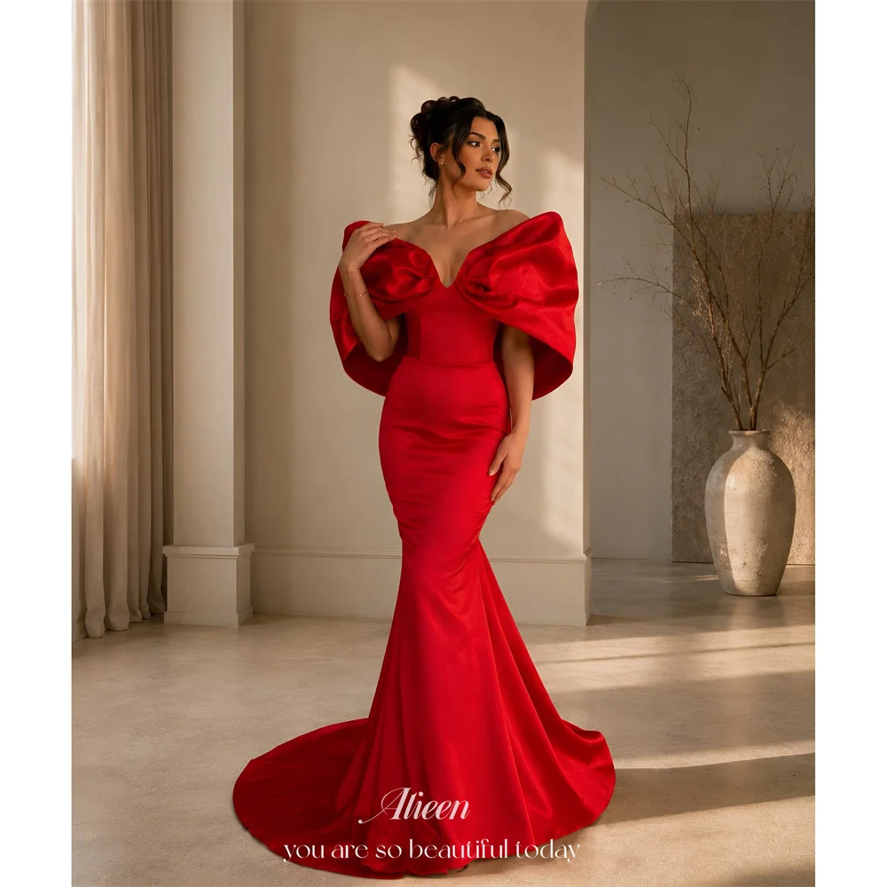 Aileen Satin Off The Shoulder Red Mermaid Formal Evening Gown Dramatic Oversized Off-Shoulder Puff Train Criss-Cross Customized
Aileen Satin Off The Shoulder Red Mermaid Formal Evening Gown Dramatic Oversized Off-Shoulder Puff Train Criss-Cross Customized