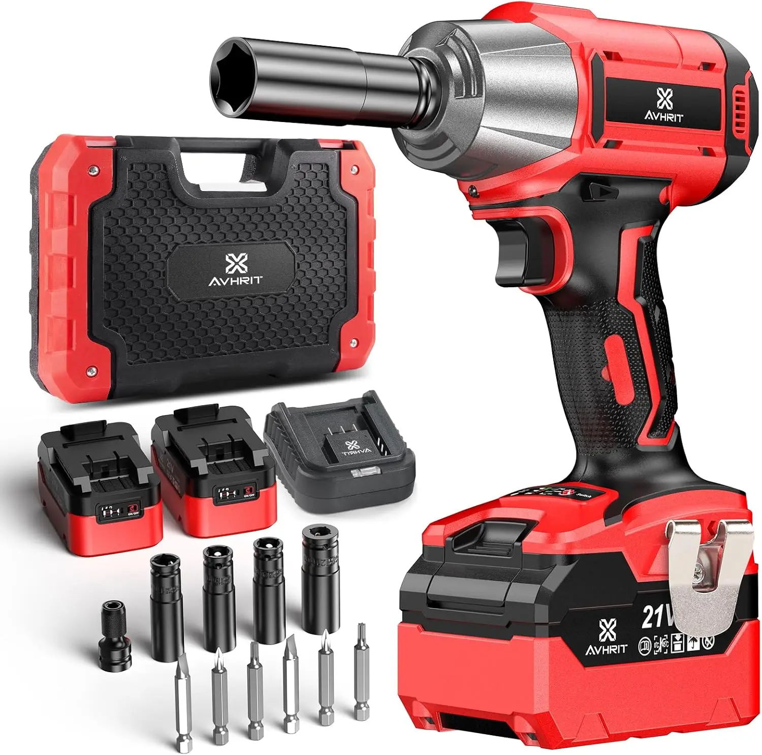 Cordless Impact Wrench 1/2 Inch 480Ft-lbs(650Nm) Brushless 1/2 Impact Gun w/ 2x 4.0Batteries Fast Charger Electric Impact Driver
Cordless Impact Wrench 1/2 Inch 480Ft-lbs(650Nm) Brushless 1/2 Impact Gun w/ 2x 4.0Batteries Fast Charger Electric Impact Driver