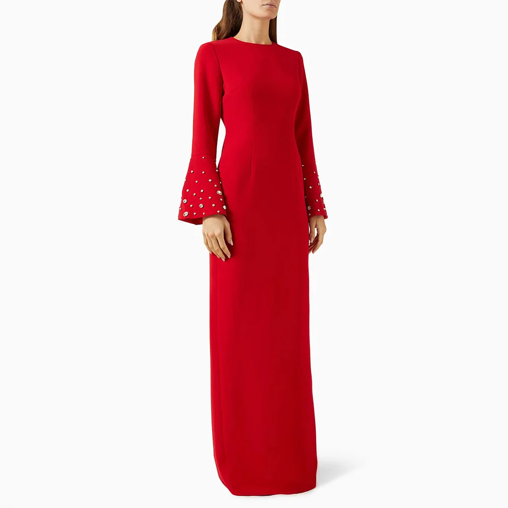 Скромное вечернее платье по индивидуальному заказу, красные вечерние платья с длинными рукавами и круглым вырезом для женщин, 2026, элегантное свадебное платье для гостей с кристаллами
Скромное вечернее платье по индивидуальному заказу, красные вечерние платья с длинными рукавами и круглым вырезом для женщин, 2026, элегантное свадебное платье для гостей с кристаллами