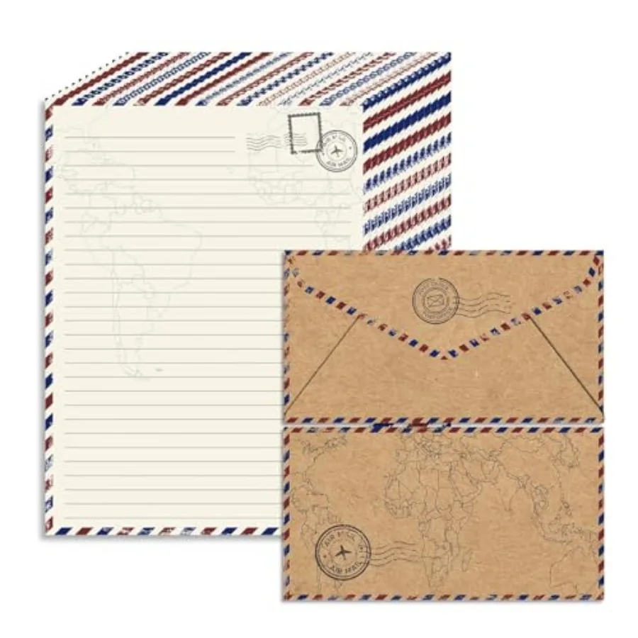 90 Pack Airmail Stationery Paper Set, Vintage Letter Writing Paper and Envelopes Set for Invitations, thank you Letters, or Cas
90 Pack Airmail Stationery Paper Set, Vintage Letter Writing Paper and Envelopes Set for Invitations, thank you Letters, or Cas
