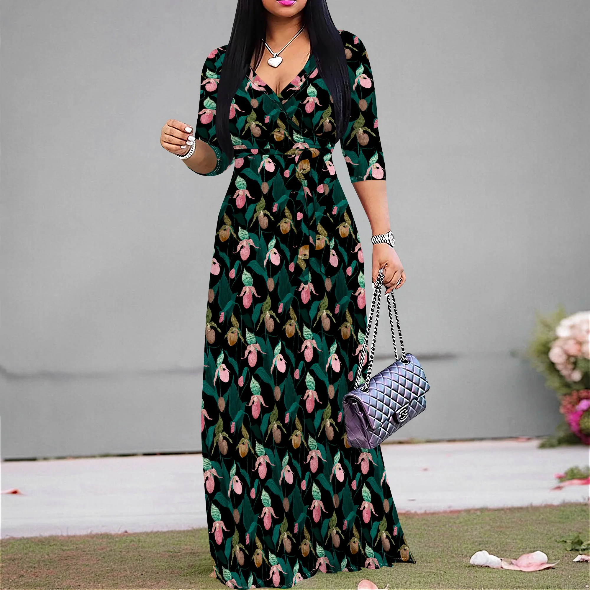 Vintage Floral Maxi Dress for Women Plus Size S-2XL V-Neck Tie Waist Fall Church or Mother's Day Look
Vintage Floral Maxi Dress for Women Plus Size S-2XL V-Neck Tie Waist Fall Church or Mother's Day Look