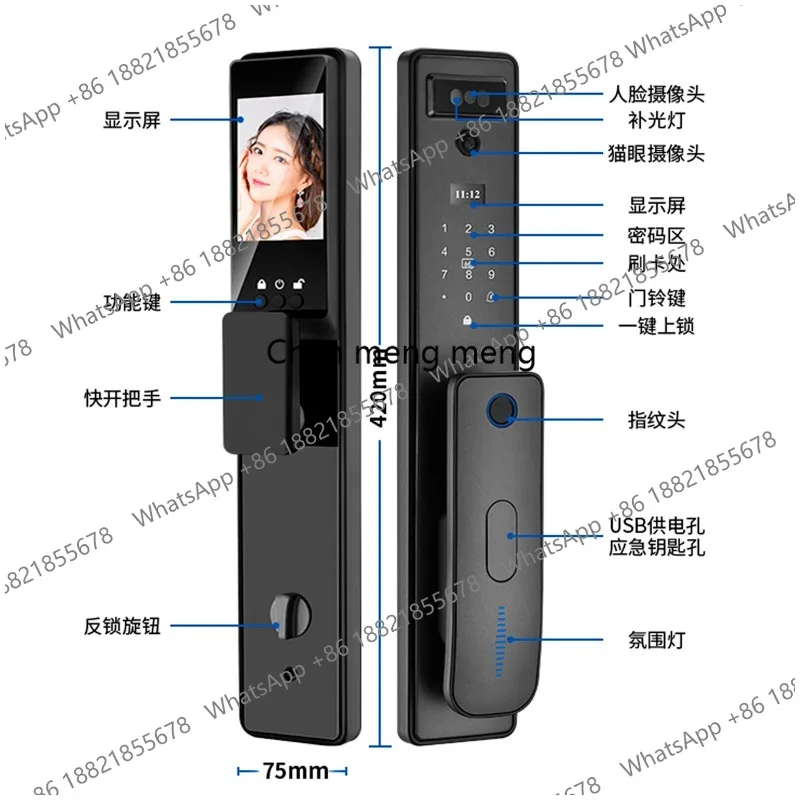 Automatic smart lock door whole house smart 3D facial recognition fingerprint password cat eye smart lock remote
Automatic smart lock door whole house smart 3D facial recognition fingerprint password cat eye smart lock remote