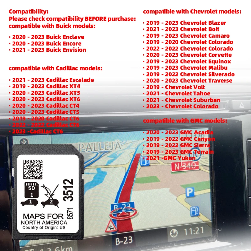 Sat Nav Navigation GPS 32GB SD Card Update 2024 for Buick Cadillac Chevrolet GMC Car North America USA CAN MEX map GM 8571 3512
Sat Nav Navigation GPS 32GB SD Card Update 2024 for Buick Cadillac Chevrolet GMC Car North America USA CAN MEX map GM 8571 3512