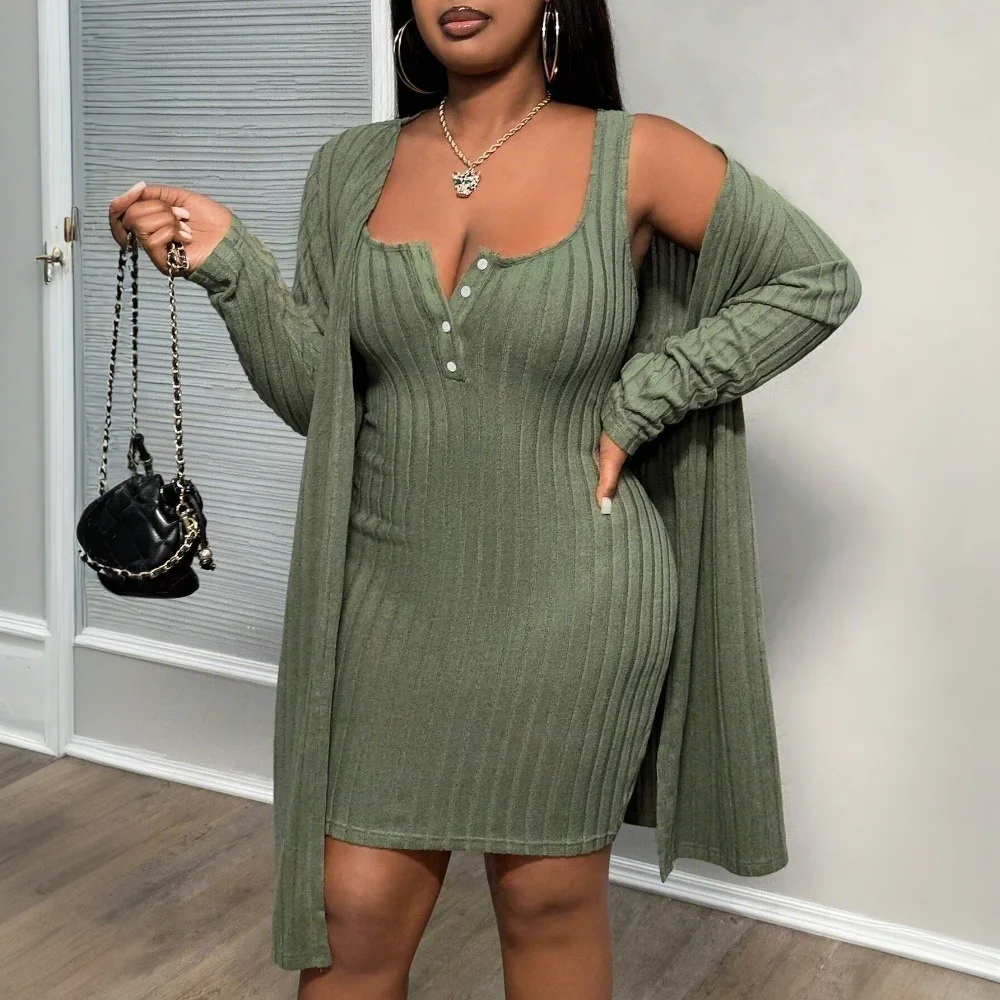 Two Piece Sets Women Dress Set Mid Length Dresses Matching Sets Sling V Neck Vestidos Coats Open Stitch Y2k Streetwear Elegant
Two Piece Sets Women Dress Set Mid Length Dresses Matching Sets Sling V Neck Vestidos Coats Open Stitch Y2k Streetwear Elegant