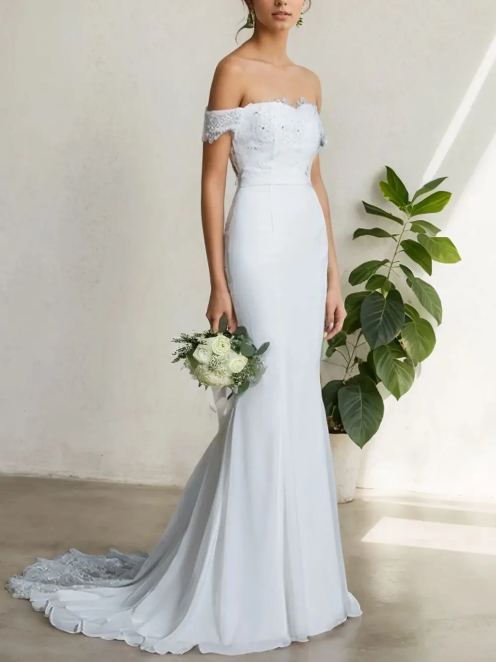 Sexy Modern Mermaid Engagement Wedding Dress Off-the-Shoulder Chiffon Cap Sleeve Sweep Train Bridal Gown 2025 Free Customized
Sexy Modern Mermaid Engagement Wedding Dress Off-the-Shoulder Chiffon Cap Sleeve Sweep Train Bridal Gown 2025 Free Customized
