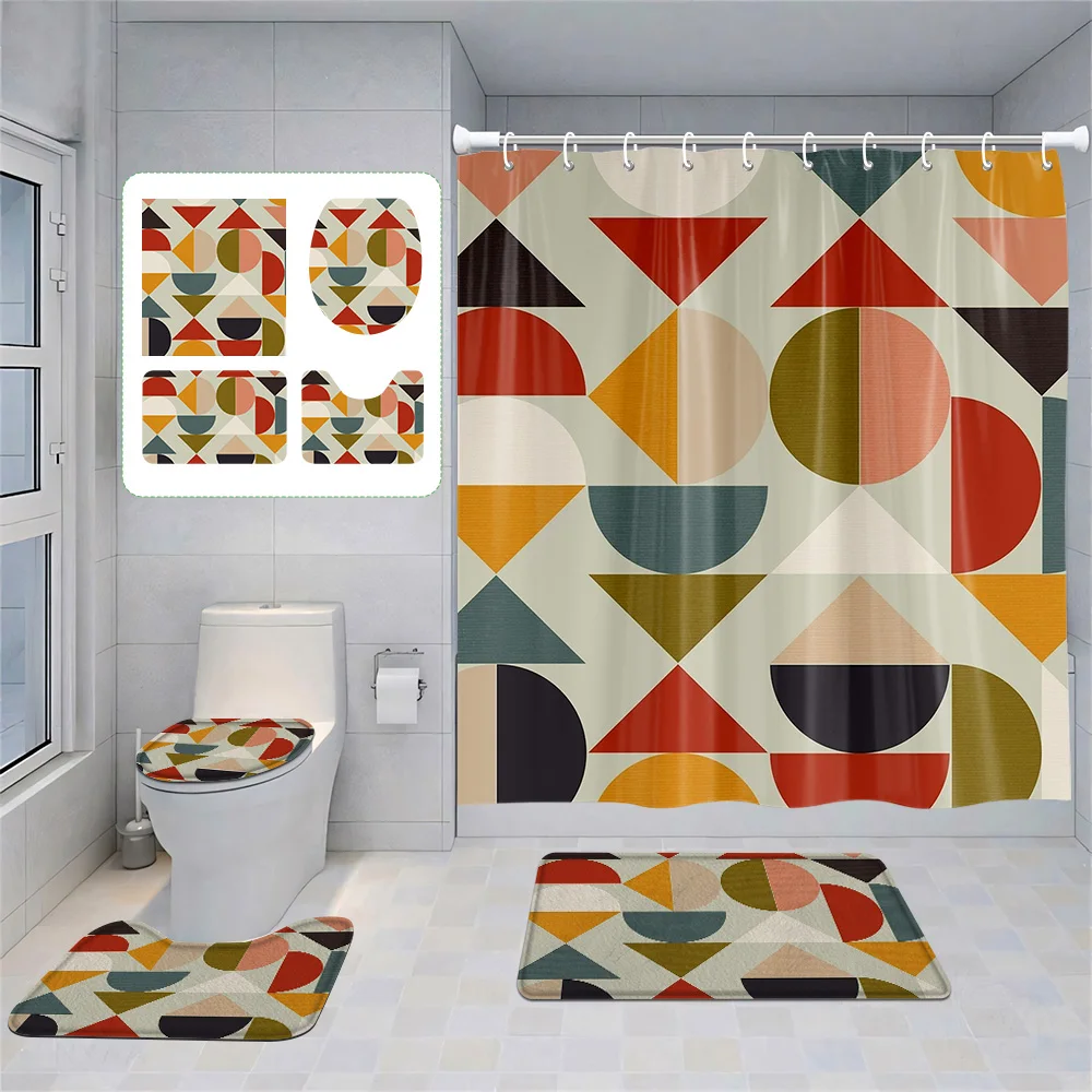 Morandi Ins Style Abstract Geometric Pattern Printed Bathroom Shower Curtain Non-Slip Mat Toilet Mat Four-Piece Set
Morandi Ins Style Abstract Geometric Pattern Printed Bathroom Shower Curtain Non-Slip Mat Toilet Mat Four-Piece Set
