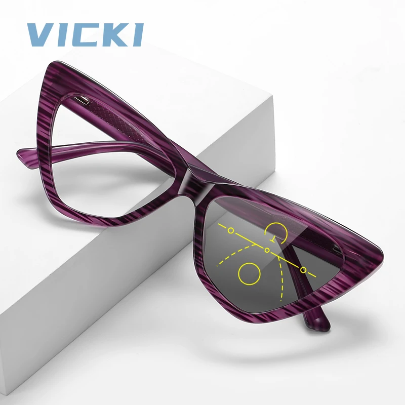 VICKI Striped Geometric Cat-eye Women's Glasses Can Be Customized with Prescription Multifocal Glasses in Six Colors LS030
VICKI Striped Geometric Cat-eye Women's Glasses Can Be Customized with Prescription Multifocal Glasses in Six Colors LS030