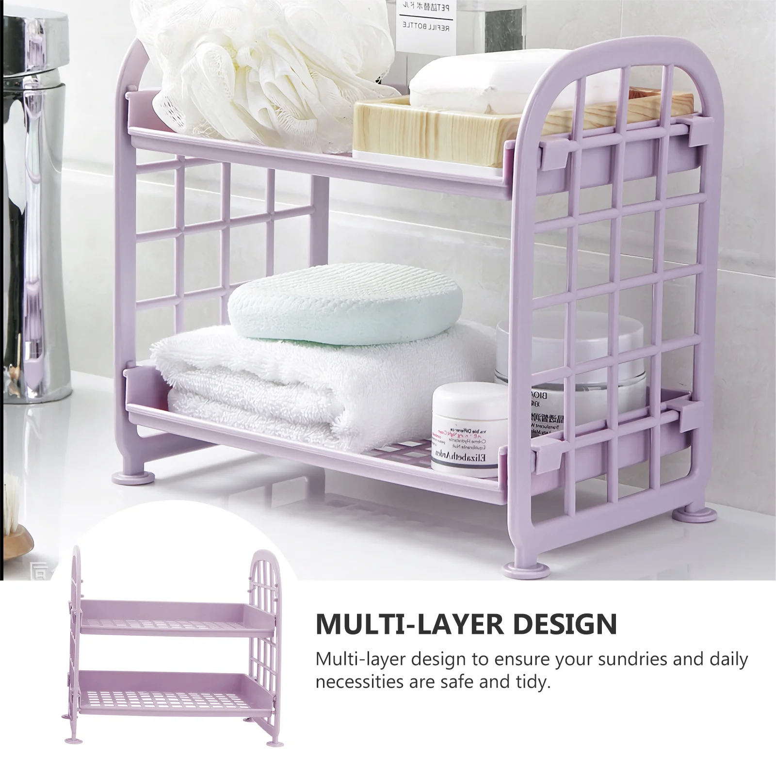 4Pcs Multifunctional Storage Shelf Organizer Rack Sturdy Plastic Multi-Layer Kitchenware Sundries Holder Tabletop