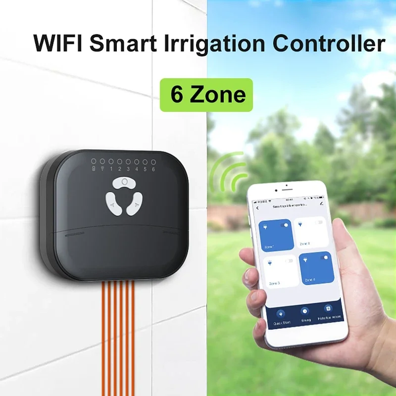 6 Zone WIFI Connect Tuya Smart Home Watering Timer Garden Irrigation Controller Water Valve Irrigation Tmer System Voice Control
6 Zone WIFI Connect Tuya Smart Home Watering Timer Garden Irrigation Controller Water Valve Irrigation Tmer System Voice Control