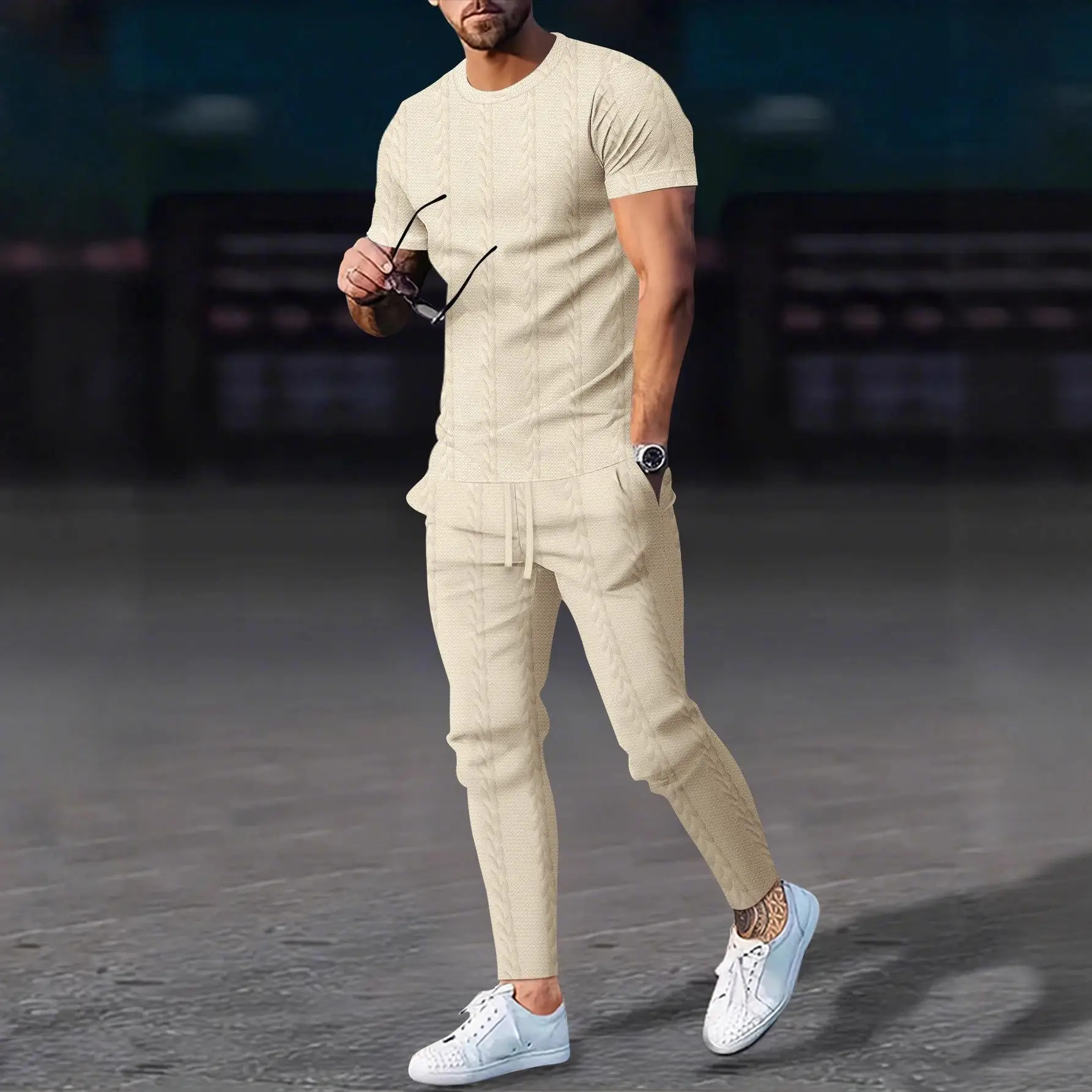 Men's Autumn Casual Knitwear Set Short Sleeve round Neck T-shirt And Long Pants Pure Color Embroidery Hoodie Leisure Suit
Men's Autumn Casual Knitwear Set Short Sleeve round Neck T-shirt And Long Pants Pure Color Embroidery Hoodie Leisure Suit