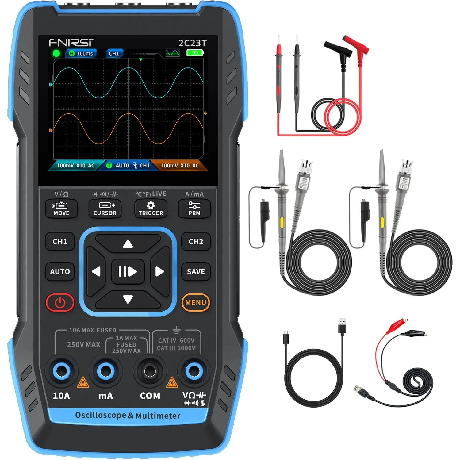 2C23T 3-in-1 Handheld Oscilloscope Multimeter Signal Generator 10MHz Dual Channel Digital Scope Meter for Electronics Repair
2C23T 3-in-1 Handheld Oscilloscope Multimeter Signal Generator 10MHz Dual Channel Digital Scope Meter for Electronics Repair