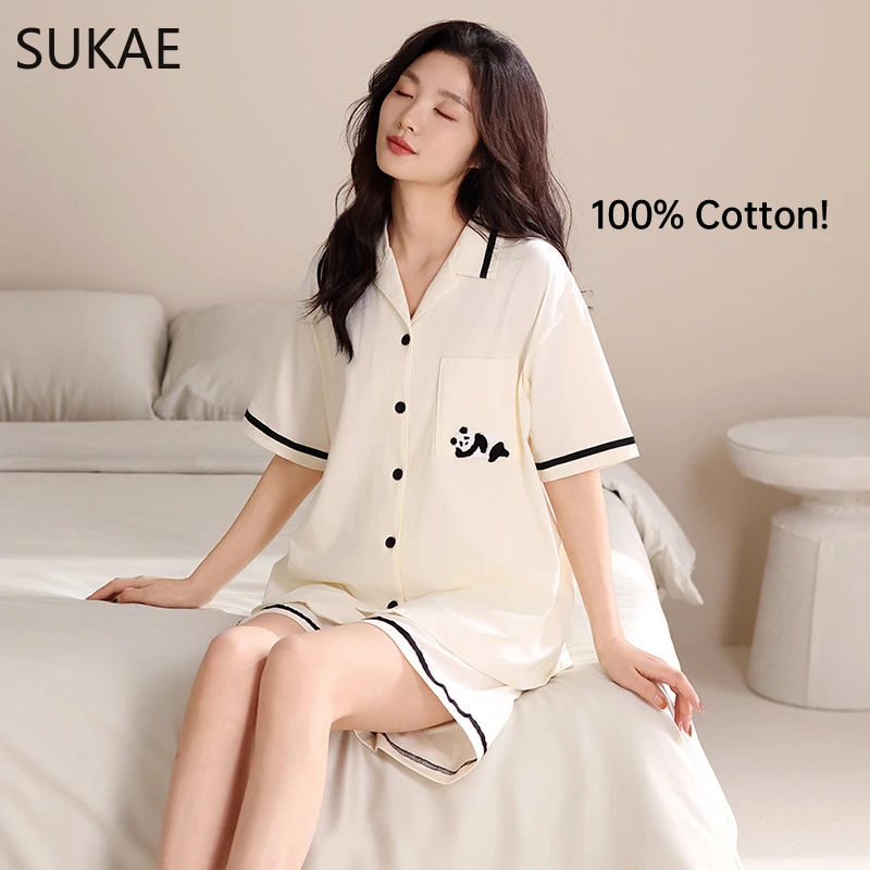 100% Cotton! White Cute Panda Printed on Pocket High Quality Sleepwear Pure Cotton Pyjamas Set Student Girl's Loungewear Summer
100% Cotton! White Cute Panda Printed on Pocket High Quality Sleepwear Pure Cotton Pyjamas Set Student Girl's Loungewear Summer