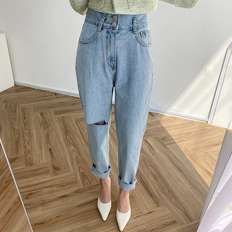 Chic High Waist Button Detail Distred Long Jeans Women's Spring Summer Faionable Versatile Retro Sle Cuff Denim Pants
Chic High Waist Button Detail Distred Long Jeans Women's Spring Summer Faionable Versatile Retro Sle Cuff Denim Pants