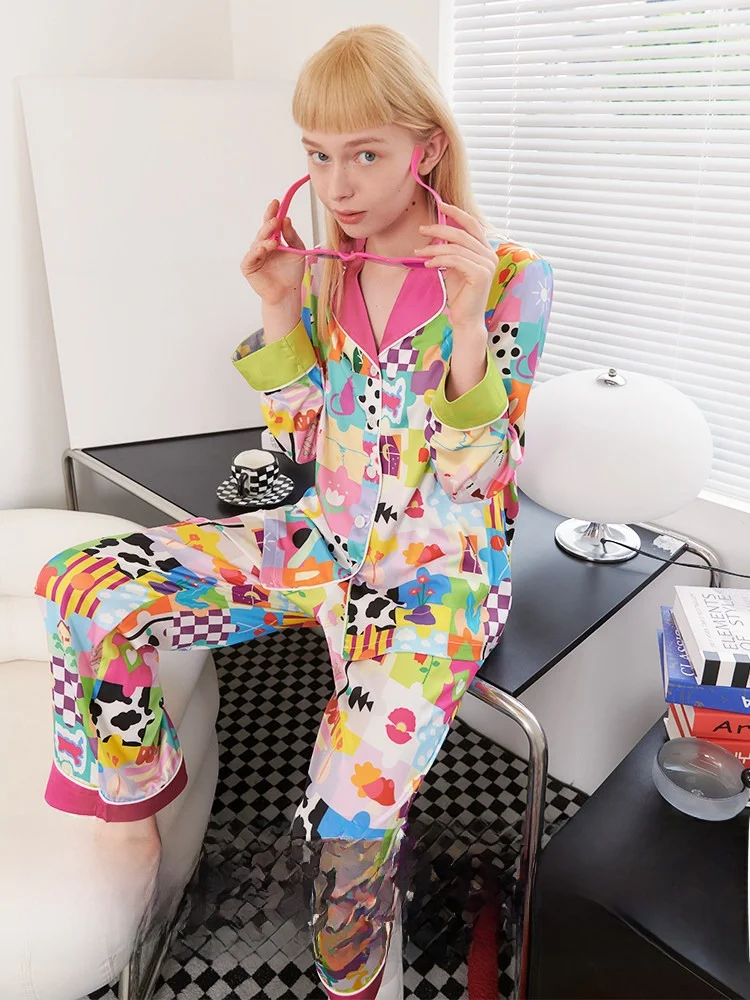 Tian Xiu Wei Ice Silk Cartoon Print Sleepwear Women's Home Clothes Two-Piece Set Comfortable Loose Fit Short Sleeve Nightgown
Tian Xiu Wei Ice Silk Cartoon Print Sleepwear Women's Home Clothes Two-Piece Set Comfortable Loose Fit Short Sleeve Nightgown