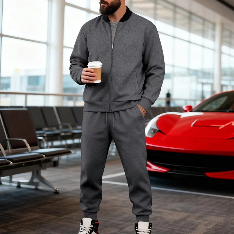 Men's spring-autumn fashionable casual suit with zipper, breathable plain-colored baseball shirt set, beach camping sportswear
Men's spring-autumn fashionable casual suit with zipper, breathable plain-colored baseball shirt set, beach camping sportswear