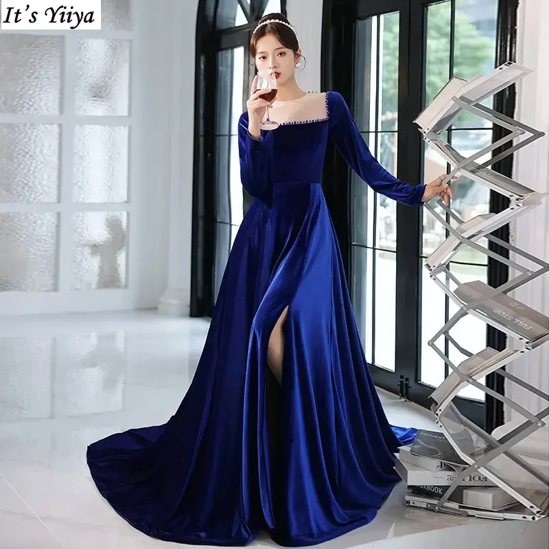 It's Yiiya Customized Evening Dress Royal Blue Velvet Full Sleeves Beads Zipper Floor-Length Trailing Woman Formal Party Gowns
It's Yiiya Customized Evening Dress Royal Blue Velvet Full Sleeves Beads Zipper Floor-Length Trailing Woman Formal Party Gowns