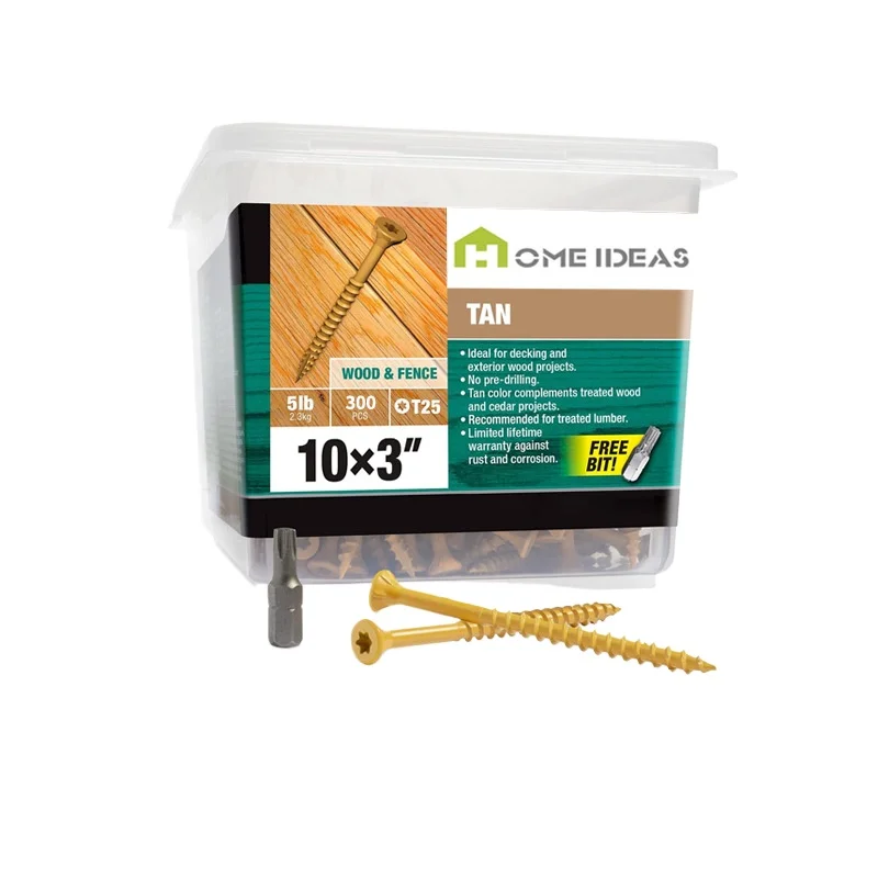 300pcs wood screws torx set box #10 Rust Resistant Tan Epoxy Coated outdoor Decking Screw self tapping with free T25 drill bit
300pcs wood screws torx set box #10 Rust Resistant Tan Epoxy Coated outdoor Decking Screw self tapping with free T25 drill bit