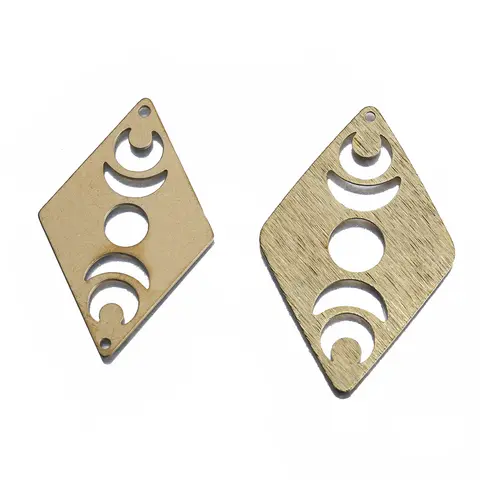 10Pcs/Lot Raw Brass Rhombus Moon Phase Charms Crescent Pendant For Diy Boho Drop Earring Necklace Witchy Gypsy Jewelry Making