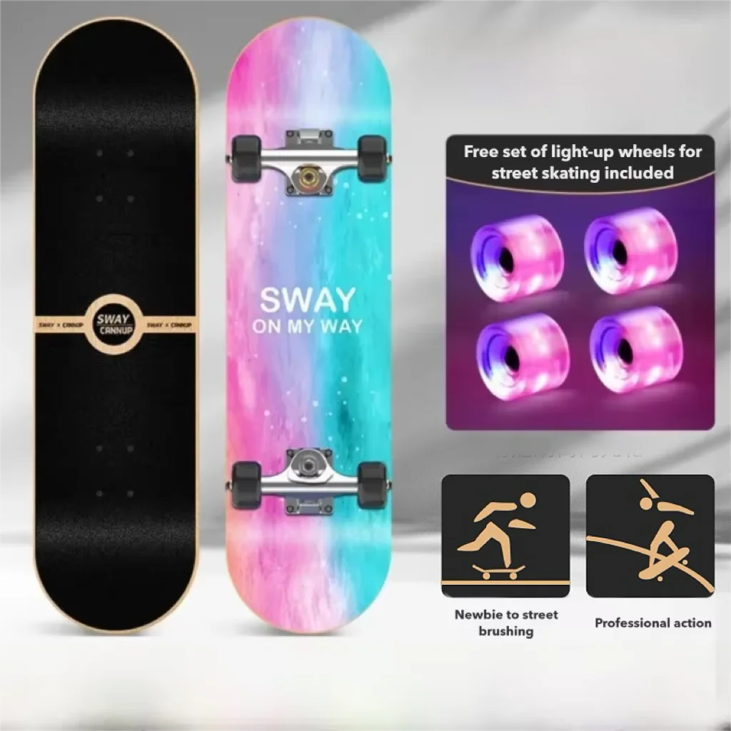 80x20CM Street Sport Double Kick Skateboard Complete Skateboard, Extra 4Pcs Flashing Wheels Free Gift for Kids Adult Beginners
80x20CM Street Sport Double Kick Skateboard Complete Skateboard, Extra 4Pcs Flashing Wheels Free Gift for Kids Adult Beginners