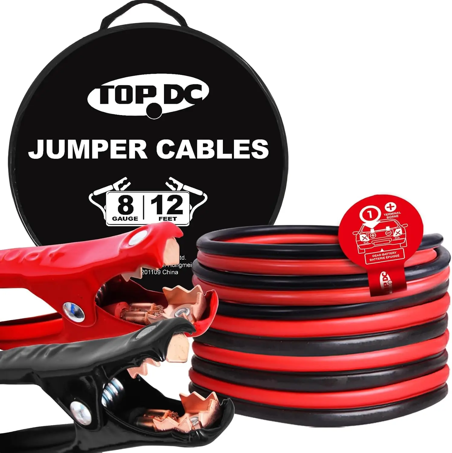 8 Gauge 12 Ft Heavy Duty Jumper Cables for Car Battery, Booster Cables with Carry Bag
8 Gauge 12 Ft Heavy Duty Jumper Cables for Car Battery, Booster Cables with Carry Bag