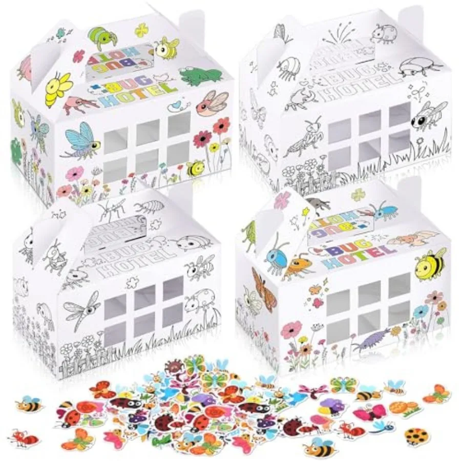 28 Pack Bug Hotel Box Color Your Own Cardboard Bug Catchers with Stickers, DIY Insect Critters Collection Gable Box with Window
28 Pack Bug Hotel Box Color Your Own Cardboard Bug Catchers with Stickers, DIY Insect Critters Collection Gable Box with Window