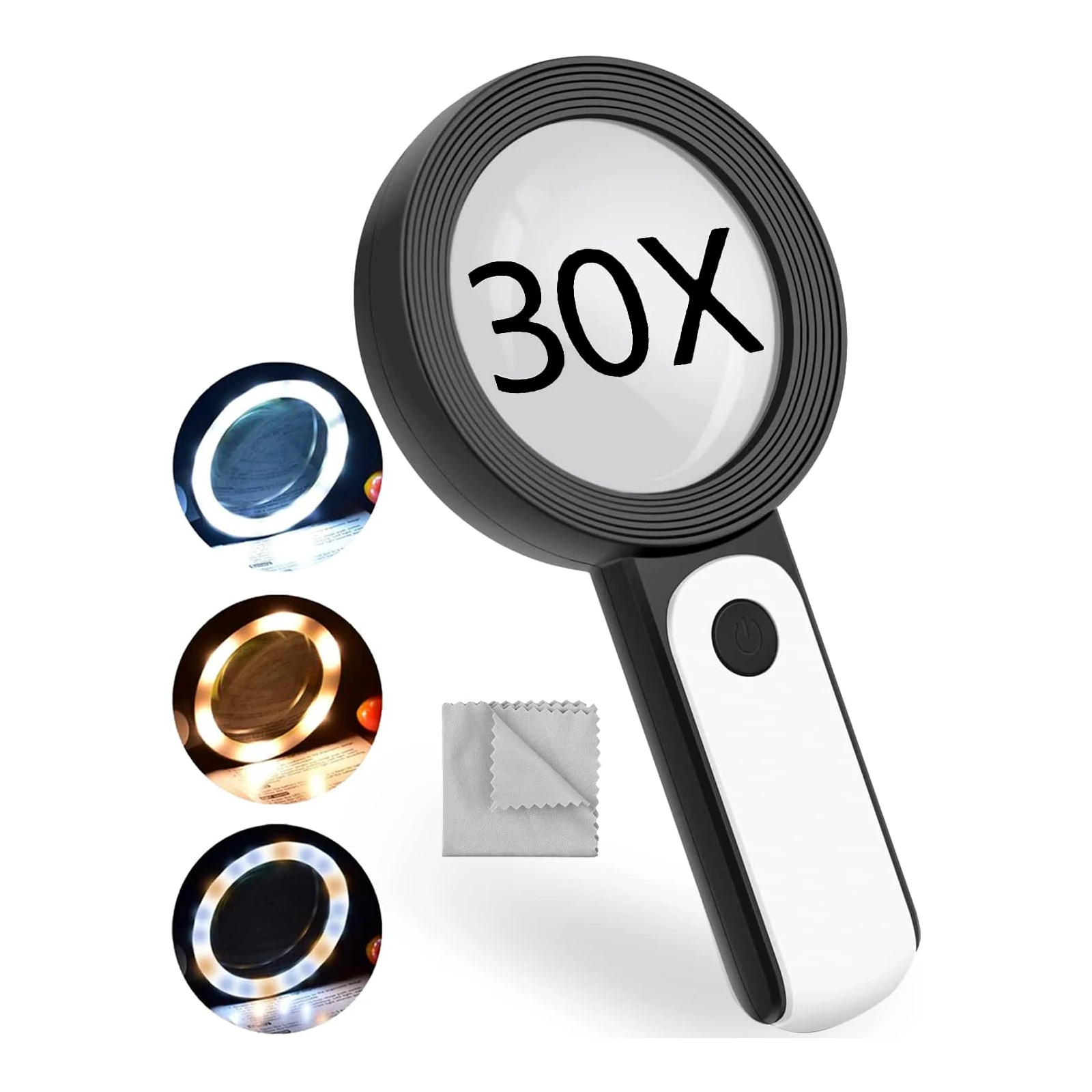 Magnifying Glass 30X Handheld, Magnifier with 18LED Lights, 3 Color Modes Cold and Warm for Reading, Small Magnifer for Jewelers
Magnifying Glass 30X Handheld, Magnifier with 18LED Lights, 3 Color Modes Cold and Warm for Reading, Small Magnifer for Jewelers