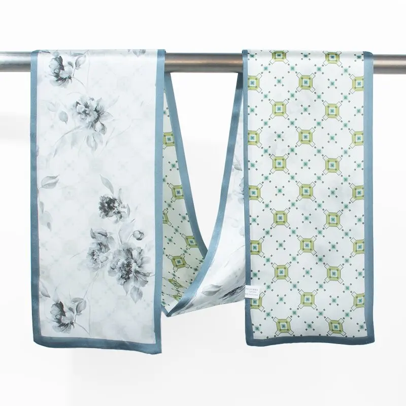 Chinese ink wash flower double-sided printing 100% mulberry silk long slim fit scarf for women elegant satin ribbon headscarf
Chinese ink wash flower double-sided printing 100% mulberry silk long slim fit scarf for women elegant satin ribbon headscarf