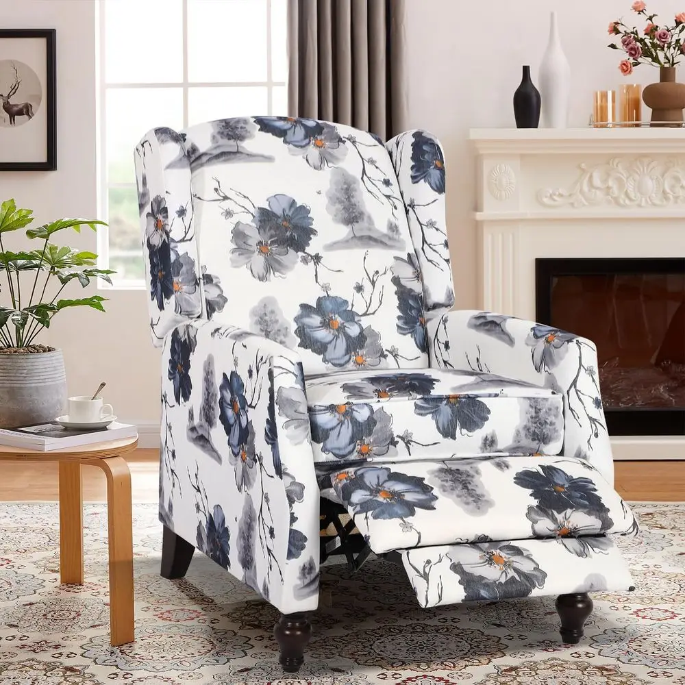 Wingback Recliner Chair, Mid Century Modern Manual Push Back Recliner for Living Room, Bedroom 1, Blue Floral
Wingback Recliner Chair, Mid Century Modern Manual Push Back Recliner for Living Room, Bedroom 1, Blue Floral