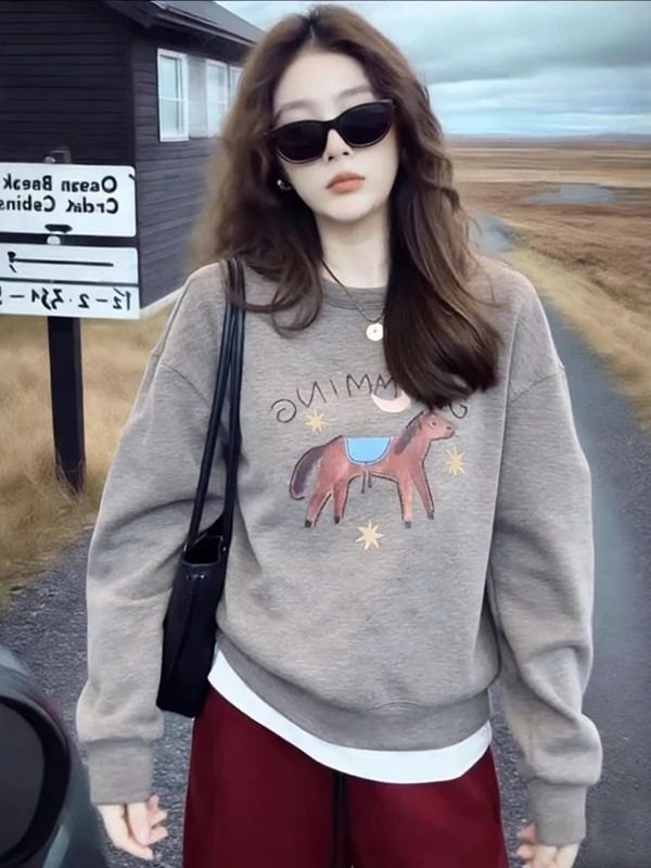 Loose Fit Women's round Ne Hoodie Korean Cartoon Print Spring 2026 plus Size Slimming Top Trendy Casual Comfortable Sweatirt
Loose Fit Women's round Ne Hoodie Korean Cartoon Print Spring 2026 plus Size Slimming Top Trendy Casual Comfortable Sweatirt