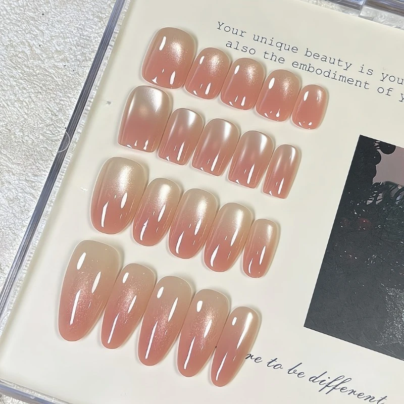 10pcs Handmade False Nails Woman Pink Nude Gradient Cat Eyes Short Press on Nails for Girls Artificial Nail Tips with Charms
10pcs Handmade False Nails Woman Pink Nude Gradient Cat Eyes Short Press on Nails for Girls Artificial Nail Tips with Charms