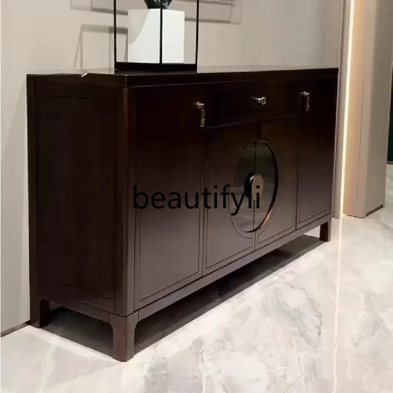 Solid wood dining side cabinet integrated against the wall ebony living room home locker
Solid wood dining side cabinet integrated against the wall ebony living room home locker
