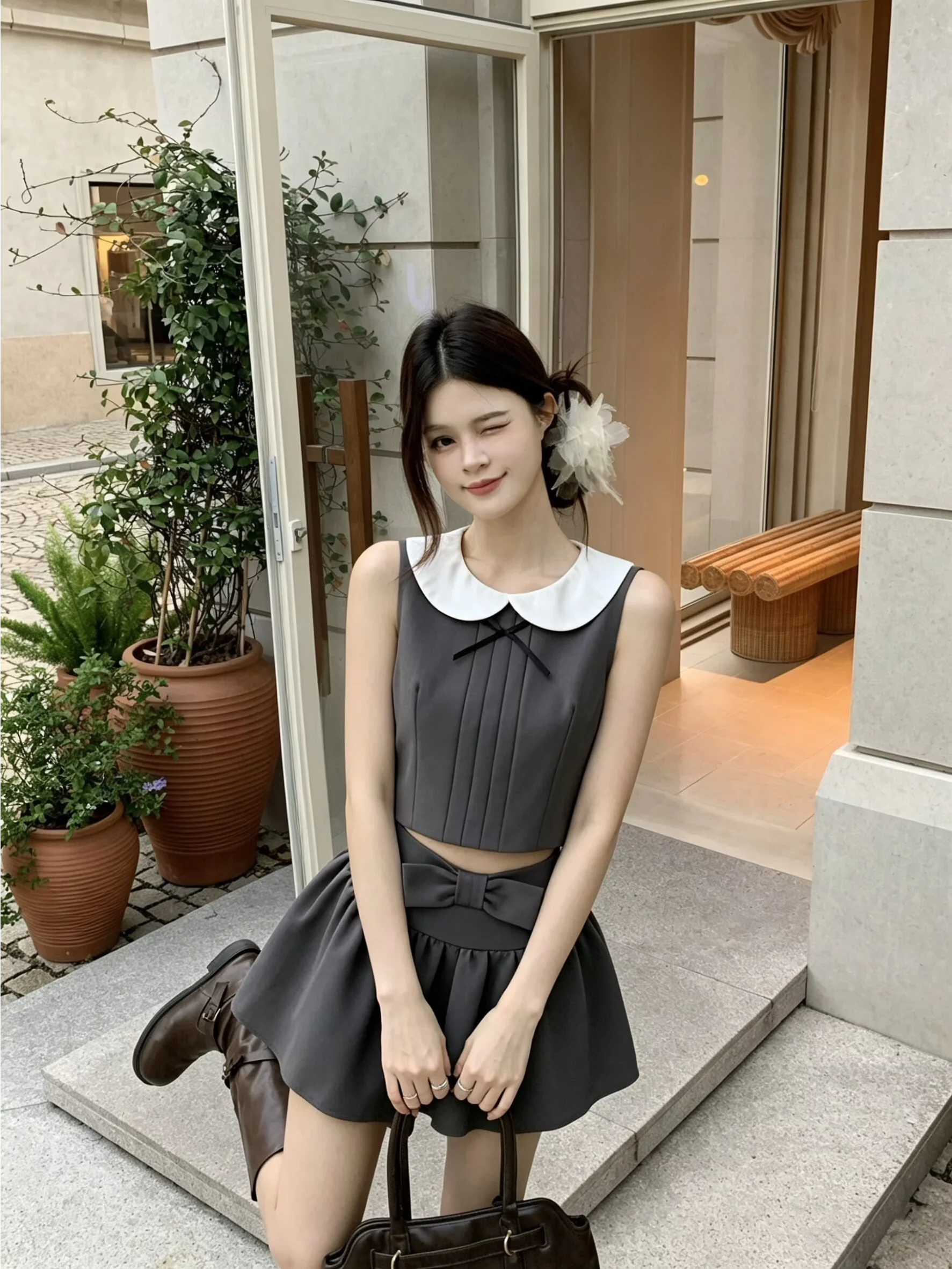 Chic Sweet Spicy College Style Set Women Summer 2026 New Knot Doll Collar Top Half Skirt Two Piece Set Fashionable ...
Chic Sweet Spicy College Style Set Women Summer 2026 New Knot Doll Collar Top Half Skirt Two Piece Set Fashionable ...