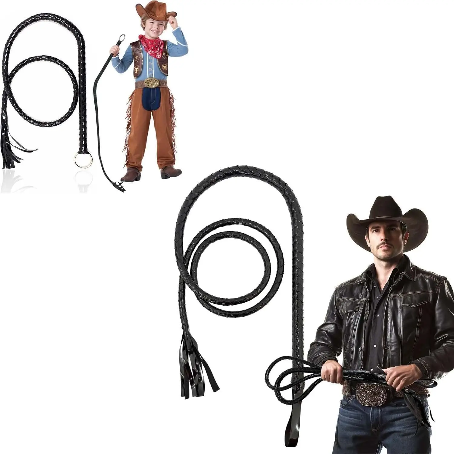 70" Faux Leather Cowboy Whip,Vintage Ringmaster Whip Western Equestrian Costume Accessory Halloween Party Prop Role-Play Gift
70" Faux Leather Cowboy Whip,Vintage Ringmaster Whip Western Equestrian Costume Accessory Halloween Party Prop Role-Play Gift