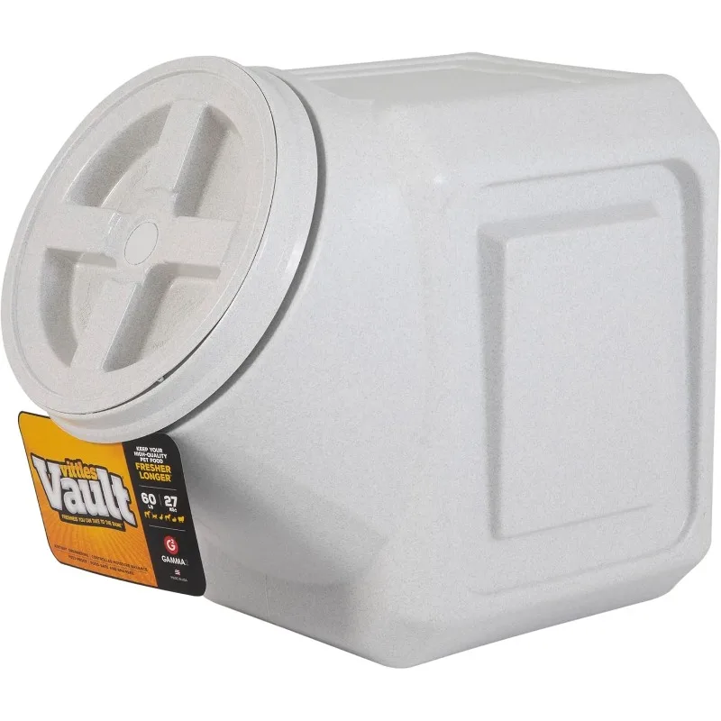 Stackable dog food storage container stores up to 60 lbs of dry pet food
Stackable dog food storage container stores up to 60 lbs of dry pet food