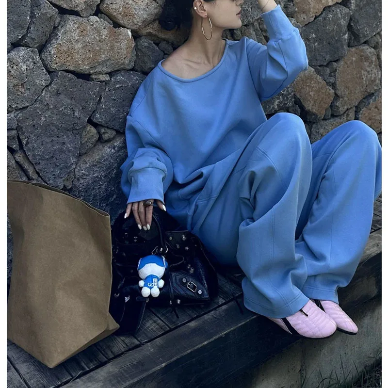 2026 Blue Sports Suit Women's New Retro Slanted Shoulder Sweater Casual Pants Two-piece Set
2026 Blue Sports Suit Women's New Retro Slanted Shoulder Sweater Casual Pants Two-piece Set