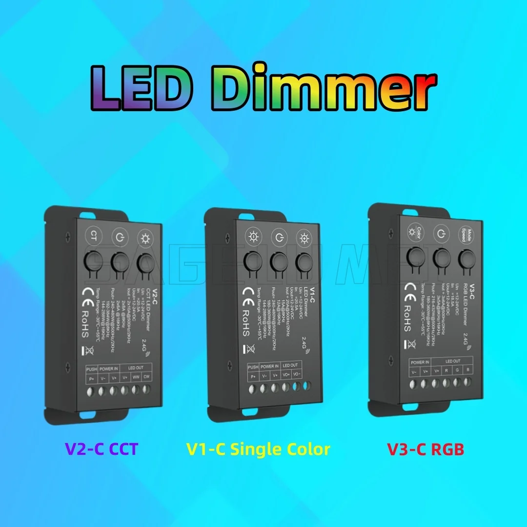 Контроллер лампы Skydance V1-C V2-C V3-C 2,4G подходит для светодиодной ленты CCT RGB PWM, одноцветный светодиодный диммер постоянного тока 12-24 В
Контроллер лампы Skydance V1-C V2-C V3-C 2,4G подходит для светодиодной ленты CCT RGB PWM, одноцветный светодиодный диммер постоянного тока 12-24 В