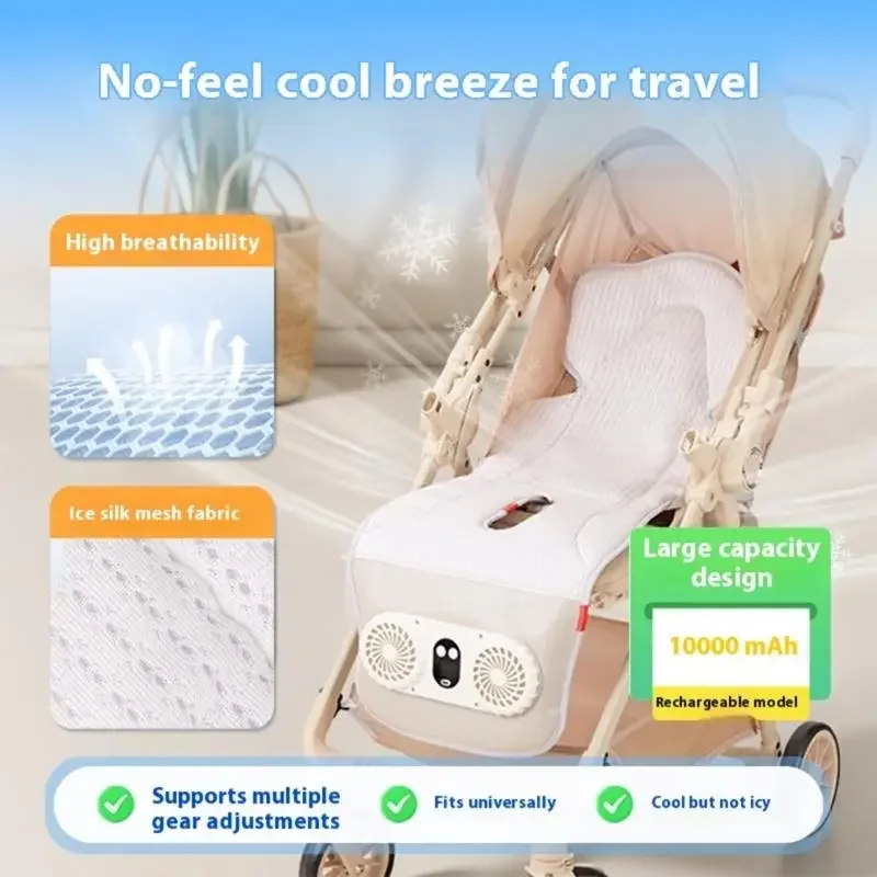 Breathable Baby Strollers Mat With 2 Cooling Fans 3 Adjustable Speeds For Travel Comfort Strollers Cooling Pad 15UB
Breathable Baby Strollers Mat With 2 Cooling Fans 3 Adjustable Speeds For Travel Comfort Strollers Cooling Pad 15UB