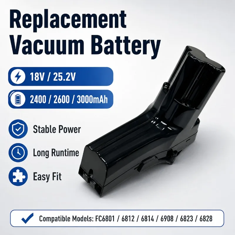 18V & 25.2V Replacement Battery for Philips FC6801 FC6812 FC6814 FC6908 FC6823 FC6828 Vacuum Cleaner Li-ion Battery Pack
18V & 25.2V Replacement Battery for Philips FC6801 FC6812 FC6814 FC6908 FC6823 FC6828 Vacuum Cleaner Li-ion Battery Pack