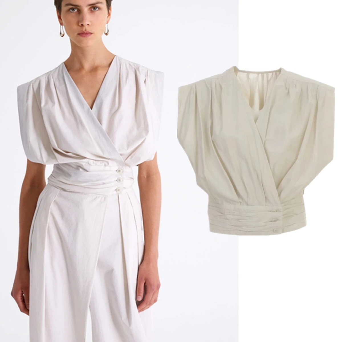 Женская блузка Maxdutti во французском минималистском стиле с V-образным вырезом, короткими рукавами и плиссировкой, без рукавов, с завышенной талией
Женская блузка Maxdutti во французском минималистском стиле с V-образным вырезом, короткими рукавами и плиссировкой, без рукавов, с завышенной талией