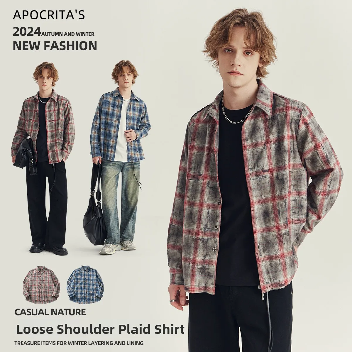 Men's Plaid Long Sve irt Loose Fit Turn-down Collar Autumn Faion APO Brand Cotton Blend Fabric Retro American Sle
Men's Plaid Long Sve irt Loose Fit Turn-down Collar Autumn Faion APO Brand Cotton Blend Fabric Retro American Sle
