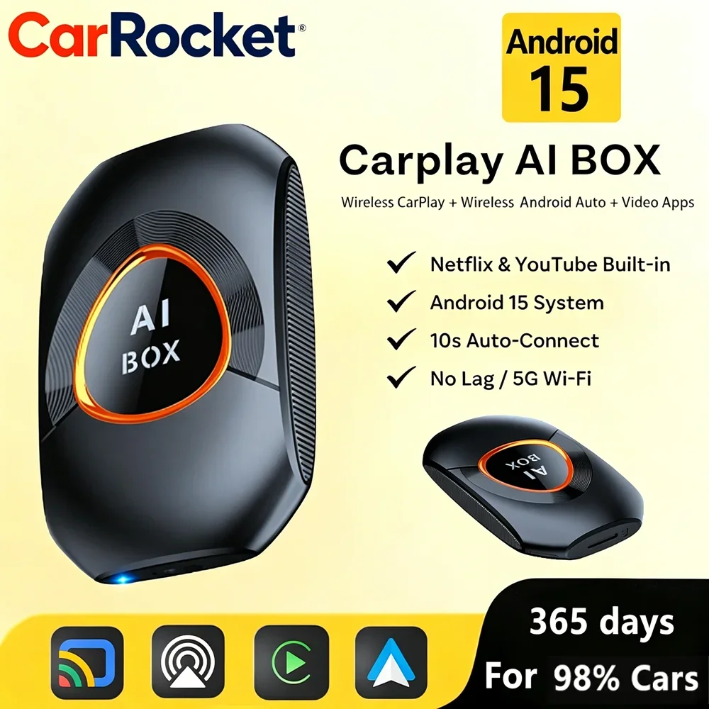 CarRocket 5.0 Wireless Adapter Wireless CarPlay Android Auto Box For OEM Cars Plug and Play WiFi Bluetooth Auto Connection
CarRocket 5.0 Wireless Adapter Wireless CarPlay Android Auto Box For OEM Cars Plug and Play WiFi Bluetooth Auto Connection