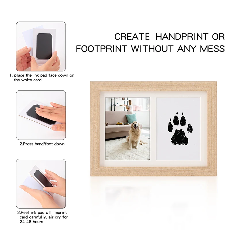 Wooden Pawprint Photo Frame Handmade DIY Safety Printing Pad Dog Paw Print Gift Kit Pet Memorial Gifts for Event Planning
Wooden Pawprint Photo Frame Handmade DIY Safety Printing Pad Dog Paw Print Gift Kit Pet Memorial Gifts for Event Planning