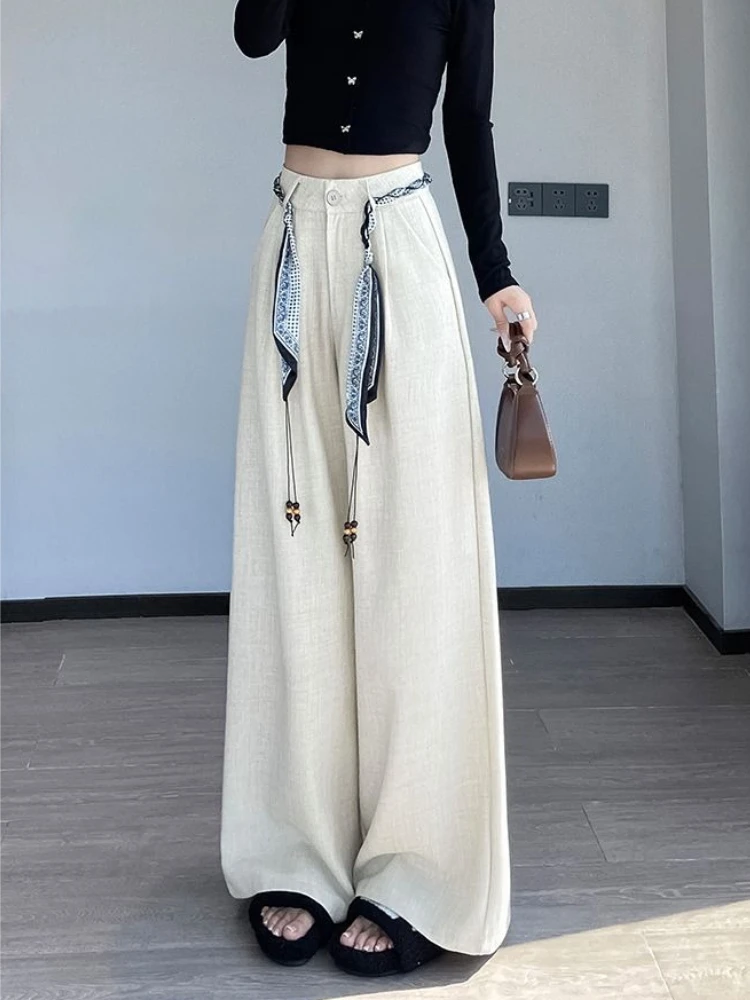 Casual Wide Leg Pants for Women High Waist Straight Leg Trousers 2026 Spring Summer Slimming Pants with Draping and Braided Belt
Casual Wide Leg Pants for Women High Waist Straight Leg Trousers 2026 Spring Summer Slimming Pants with Draping and Braided Belt